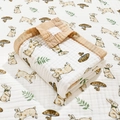 Soft cotton gauze baby swaddle blanket with rabbit and mushroom prints and waffle trim - 6-Layer Wide Edge 110*110cm / Mushroom Rabbit