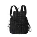 Zaino trapuntato nero in stile piumino con chiusura a coulisse e trama morbida - Nero