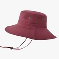 Burgundy wide brim outdoor sun hat with adjustable chin strap and breathable vents - Burgundy