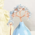 Albero di cristallo blu con filo di rame e vaso ceramico per decorazione da scrivania - Ramo di acquamarina