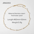 Collier en acier inoxydable doré avec perles d'eau douce et pendentif étoile de mer - Style de Chaîne Fine de Perles d'eau Douce (JDN20353)