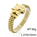 Bracelet hip hop pour homme en acier inoxydable doré avec fermoir tête de lion - Loup (KB144764-KFC)