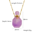 Purple natural stone perfume bottle necklace in gold finish with beaded chain detail - Purple Crystal