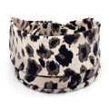 Elastic wide headband for women featuring a stylish brown and black leopard animal print - 75-Leopard Loop