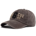 Gorra de béisbol de algodón lavado gris oscuro con bordado 3D y acabado envejecido - Ajustable / café