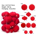 Set di 35 palline di Natale rosse floccate per albero in varie dimensioni e forme - Rosso