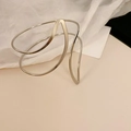 Detail of silver hollow leaf bangle featuring minimalist multilayered wave structures - Style 3 / Silver Wave Style