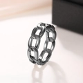 Minimalist gunmetal grey Cuban link chain ring with a polished seamless metal finish - US 7 / Black & Gold