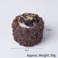 Modelo de pastel de mousse de chocolate artificial con crema púrpura y cereza, 6,5 cm - Crema Marrón Marrón - Pastel de Mousse (Redondo)