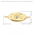 Technical size diagram for the 21x8mm stainless steel gold evil eye jewelry connector - Shiny Gold Eye Rhinestone Link