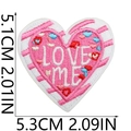 Macro detail of LOVE ME heart embroidery patch with size dimensions 5.3x5.1cm - LOVE ME Heart Shaped (Size 12)