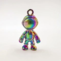 Rainbow plated astronaut necklace pendant with magnetic hip hop style in metallic finish - Rainbow Spaceman Charm