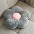 Pink and grey flower plush chair cushion in soft faux rabbit fur for home or office decor - Gray