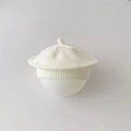 Kids knitted beret in cream white soft yarn with a classic solid minimalist design - Creamy White