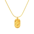 Collar signo Cáncer con colgante ovalado en relieve dorado y piedras de circón - Cáncer (SP600G-4)