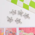 Silver star charm pendants with micro-pave cubic zirconia for DIY jewelry making - Diamond Star 1pc