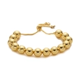 Detailansicht eines verstellbaren goldenen Perlenarmbands mit Hochglanzfinish und Zugverschluss - 10mm Perle / Gold