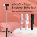 Trípode para palo selfie Bluetooth plegable con soporte extensible en rosa blanco y negro - Rosa 1.3m Con Luz de Relleno (F510S)