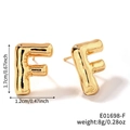 Glossy gold bubble letter F stud earring with a 3D balloon effect and metallic finish - Letter F (E01698-F)