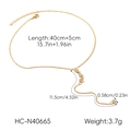 Detailed size specifications for gold Y-shaped stainless steel necklace with zircon - Y-Shaped Necklace (HC-N40665) / Gold