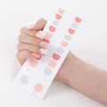 Pink and silver glitter semi-cured gel nail strips with floral design Model UNE019 - Pink Silver Glitter White Flower Gel Style (UNE-19)