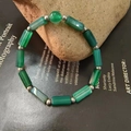 Bracciale in ametista verde naturale con perle rettangolari e distanziatori in argento - Agata verde