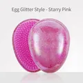 Starry pink glitter egg-shaped hairbrush with anti-tangle bristles for smooth styling - Egg Glitter / Starry Pink
