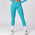 Seeblaue schnelltrocknende High-Waist-Yogahose mit nahtloser Kompression und Formeffekt - S / Seeblau