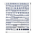 Detailed size chart for 0.5-inch glitter blue alphabet stickers with specific dimensions - Blue Glitter