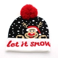 Berretto natalizio in maglia con fiocchi di neve bianchi e scimmia cartone animato su bianco - Stile Scimmia cartone animato e LET IT SNOW