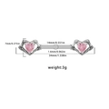 Pink heart nipple ring with skull hand design and detailed dimension annotations - Skull Hand Heart Style (24071003-6)