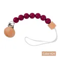 Silicone and beech wood baby pacifier clip with burgundy beads, color No. 24 - 24#