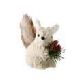 Figurine d'écureuil en fibres naturelles avec pomme de pin pour décoration de Noël - Style A (Blanc Crème)