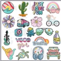 Set di toppe ricamate colorate con cactus e fiori per decorare vestiti e borse - Set da 19 pezzi (W3HD-193-YT)