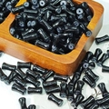 Polished black bamboo-shaped glass beads for DIY jewelry making in a wooden tray - Black (J2#)