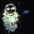 LED flower and cloud dreamcatcher with soft light and light blue feathers decor - With LED Light Style / Light Blue