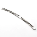 Silver stainless steel tank link bracelet with rectangular blank tag in punk watchband style - 5-Bead Steel
