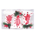 Set di 3 palline di Natale bianche con motivi di alberi di paillettes rosse e pigne - Campana di neve (Campana bianca con fiocco di neve glitter rosso)