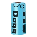 Single roll of light blue biodegradable dog waste bags with black Doggy print and paw pattern - New Blue / 1.5 Silk