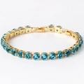 Bracelet tennis or 6mm avec des zircons bleus étincelants de taille ronde et brillante - Zircon Aigue-Marine Or