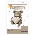 Ballon en aluminium ours marron mat avec cœur blanc pour décoration de fête d'anniversaire - Ours Assis Mat