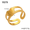Adjustable golden heart ring with wavy beaded texture and 0.9cm minimalist design - Y079-Side Heart / Open/Width 0.9cm / Gold