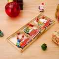 Three red wooden Christmas car ornaments with Merry Christmas text in a wooden display box - Christmas Style D / Set of 3