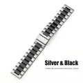 Cinturino per orologio in acciaio inossidabile a tre sfere, bicolore argento e nero - 20mm / Argento-Nero (Solido)