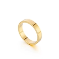 Bague anneau minimaliste en acier inoxydable plaqué or poli sur fond blanc neutre - US 6 / Doré