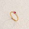 Vintage titanium steel ring with gold finish and vibrant red crystal centerpiece - Gold White + Rose Diamond