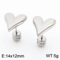 Minimalist silver heart stud earrings made of stainless steel in 14x12mm size - Steel