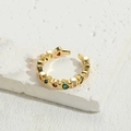 Anello aperto regolabile placcato oro 14K con zirconi geometrici multicolore - Zirconia Colorata