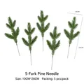 Five-forked artificial pine needles 26cm in deep green for Christmas DIY floral decor - 5-Prong Artificial Pine Leaf 5Pcs