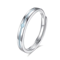 S925 sterling silver couple ring with light blue line detail and adjustable open band - FDJZ-377-Men's